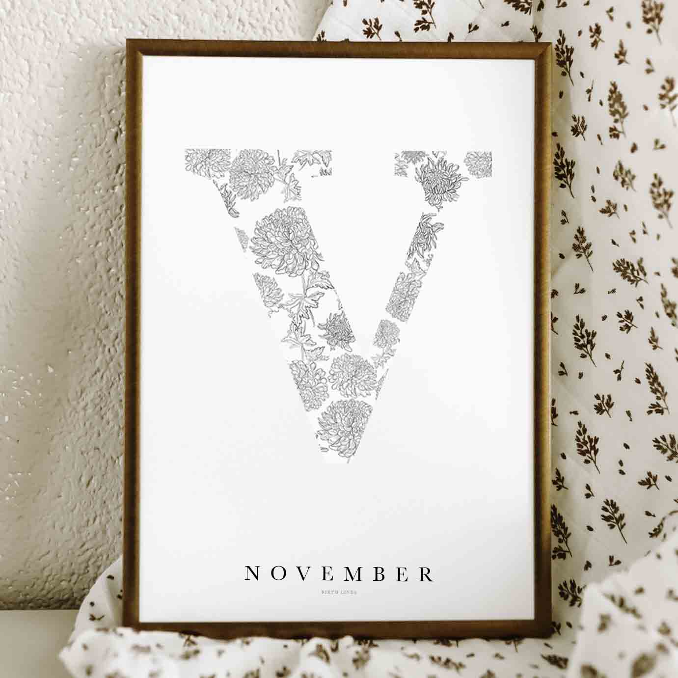 Birth Flower Letter Poster November