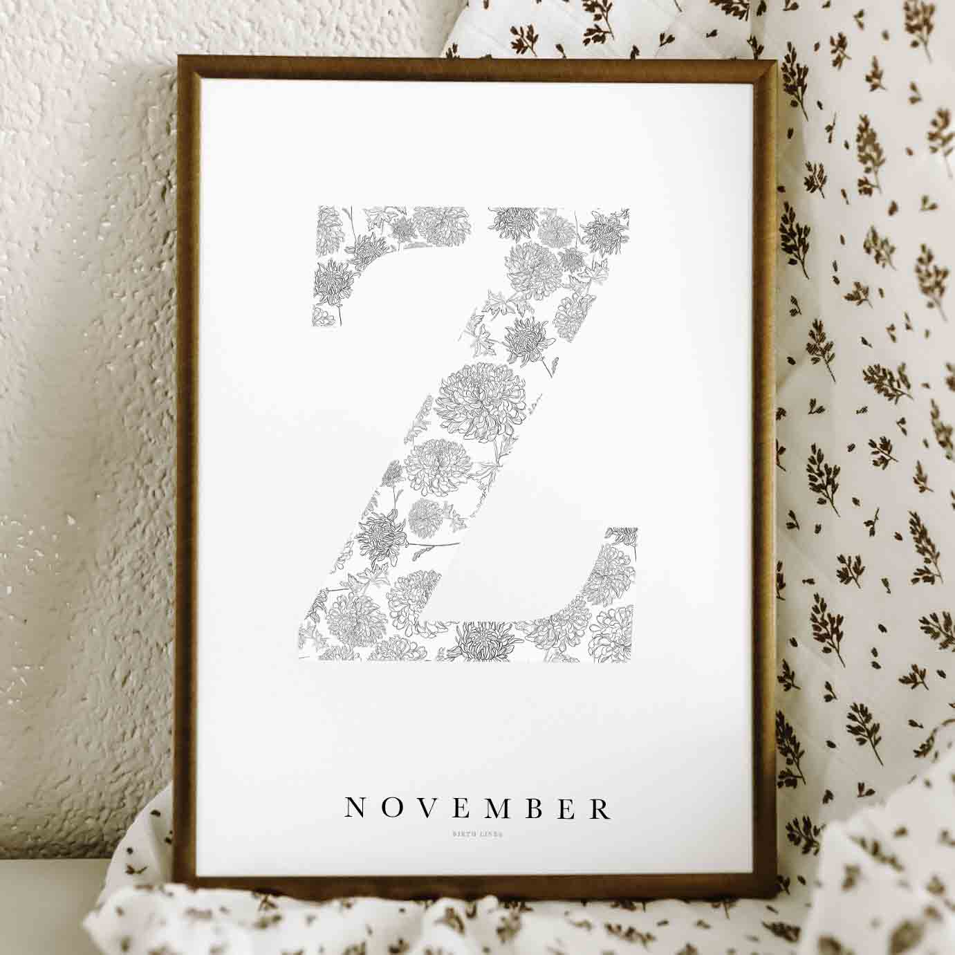 Birth Flower Letter Poster November