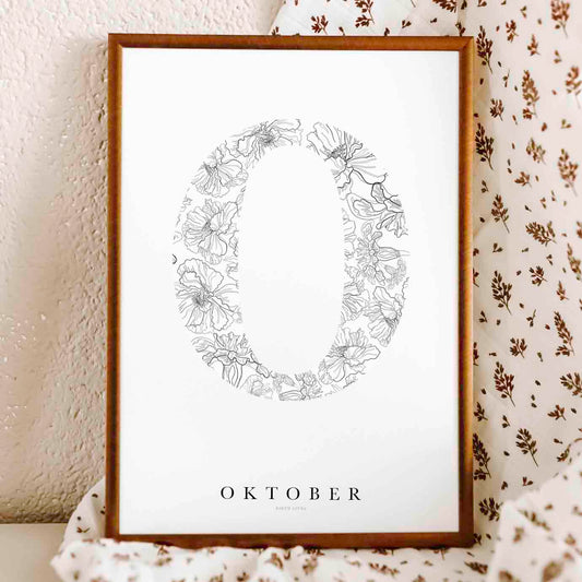 Birth Flower Letter Poster October