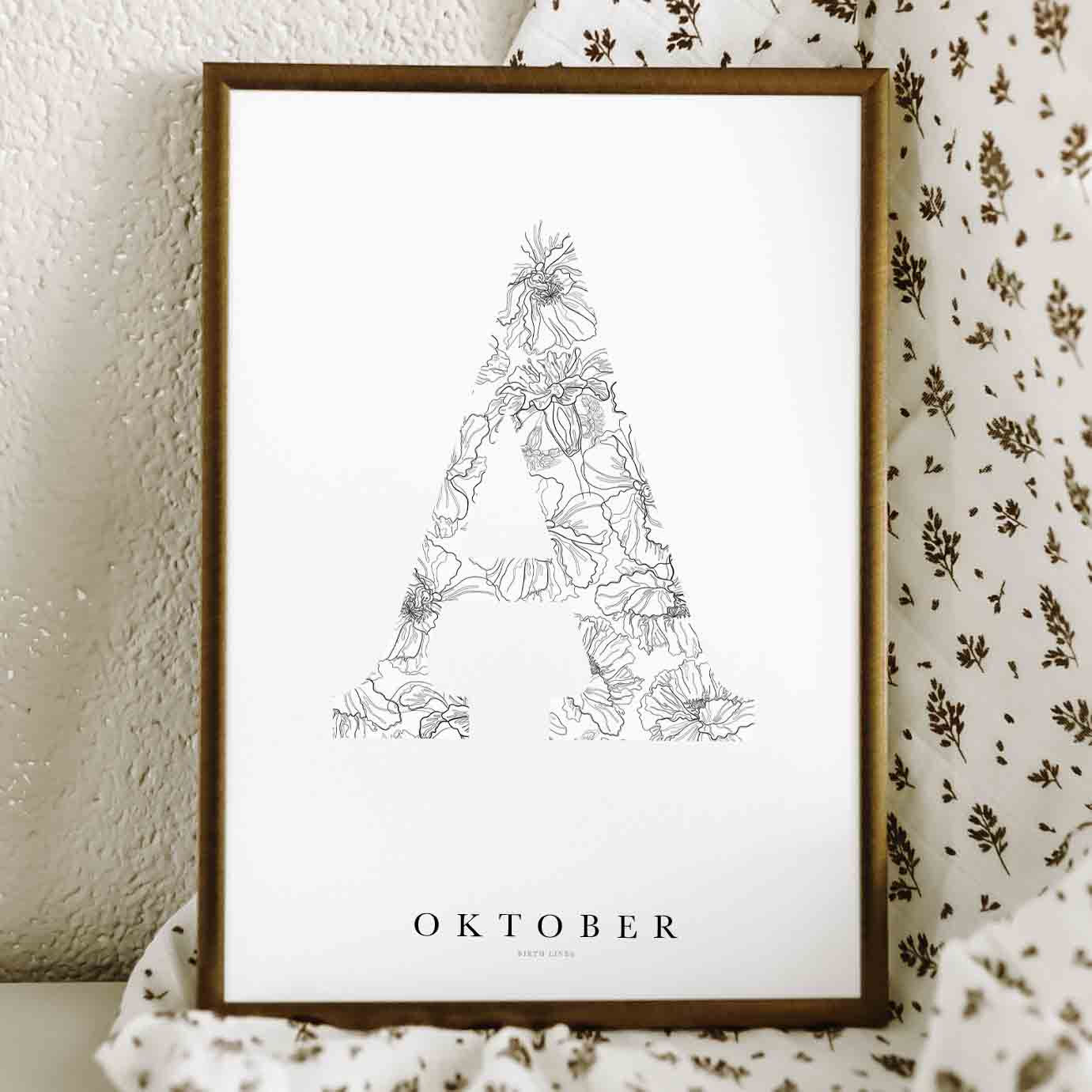 Birth Flower Letter Poster October