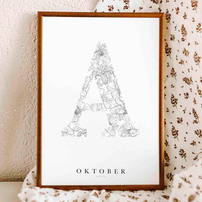 Birth Flower Letter Poster October