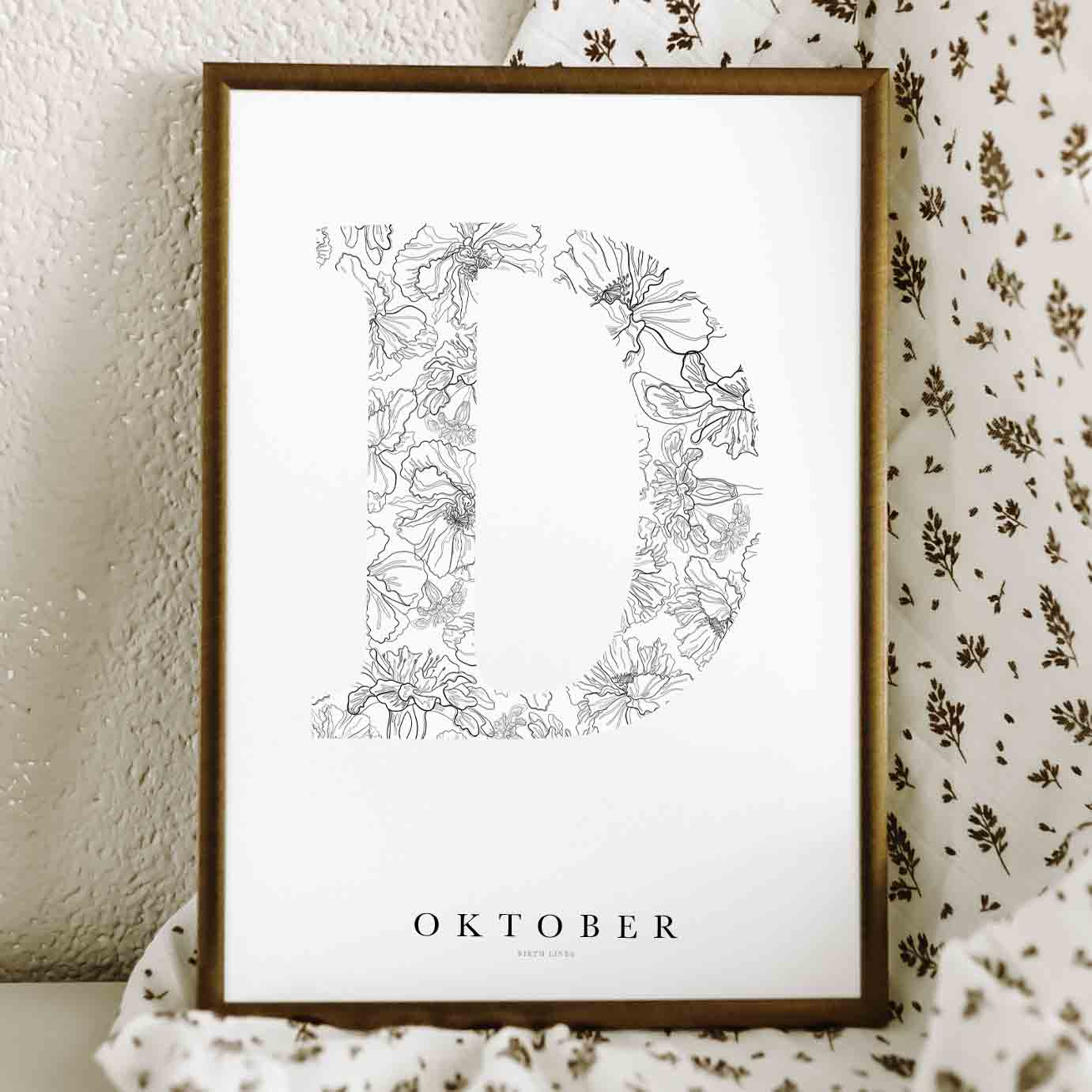 Birth Flower Letter Poster October