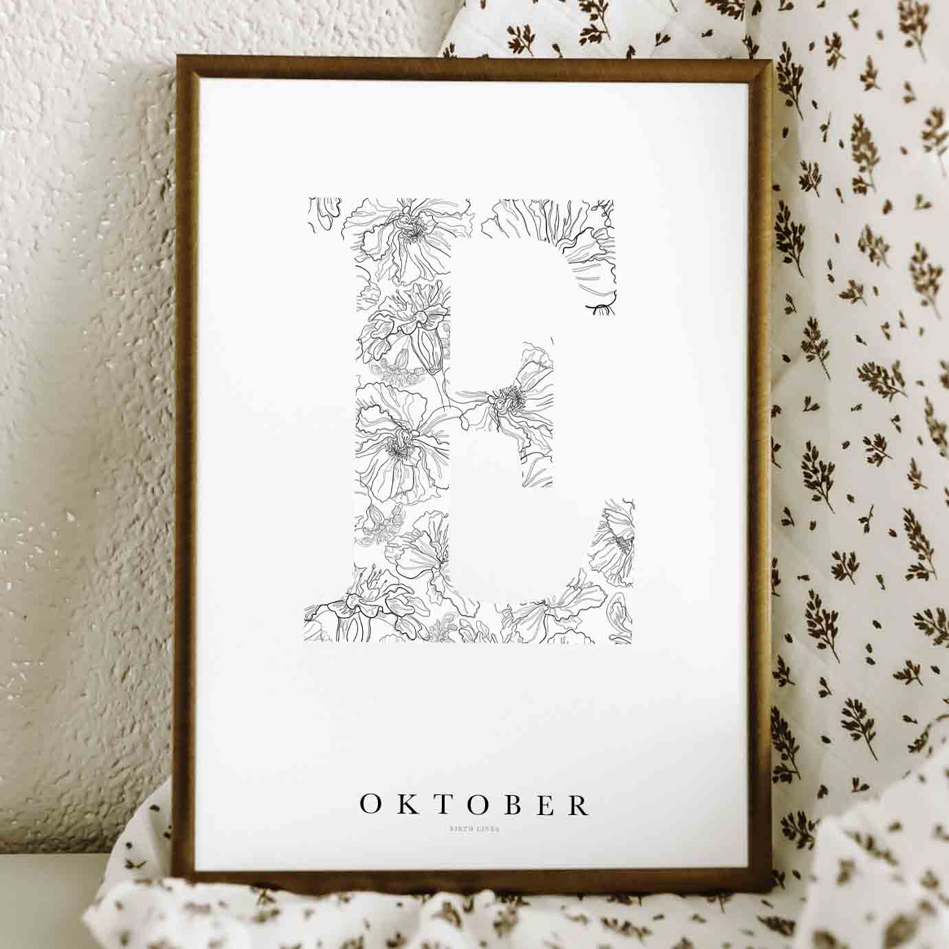 Birth Flower Letter Poster October