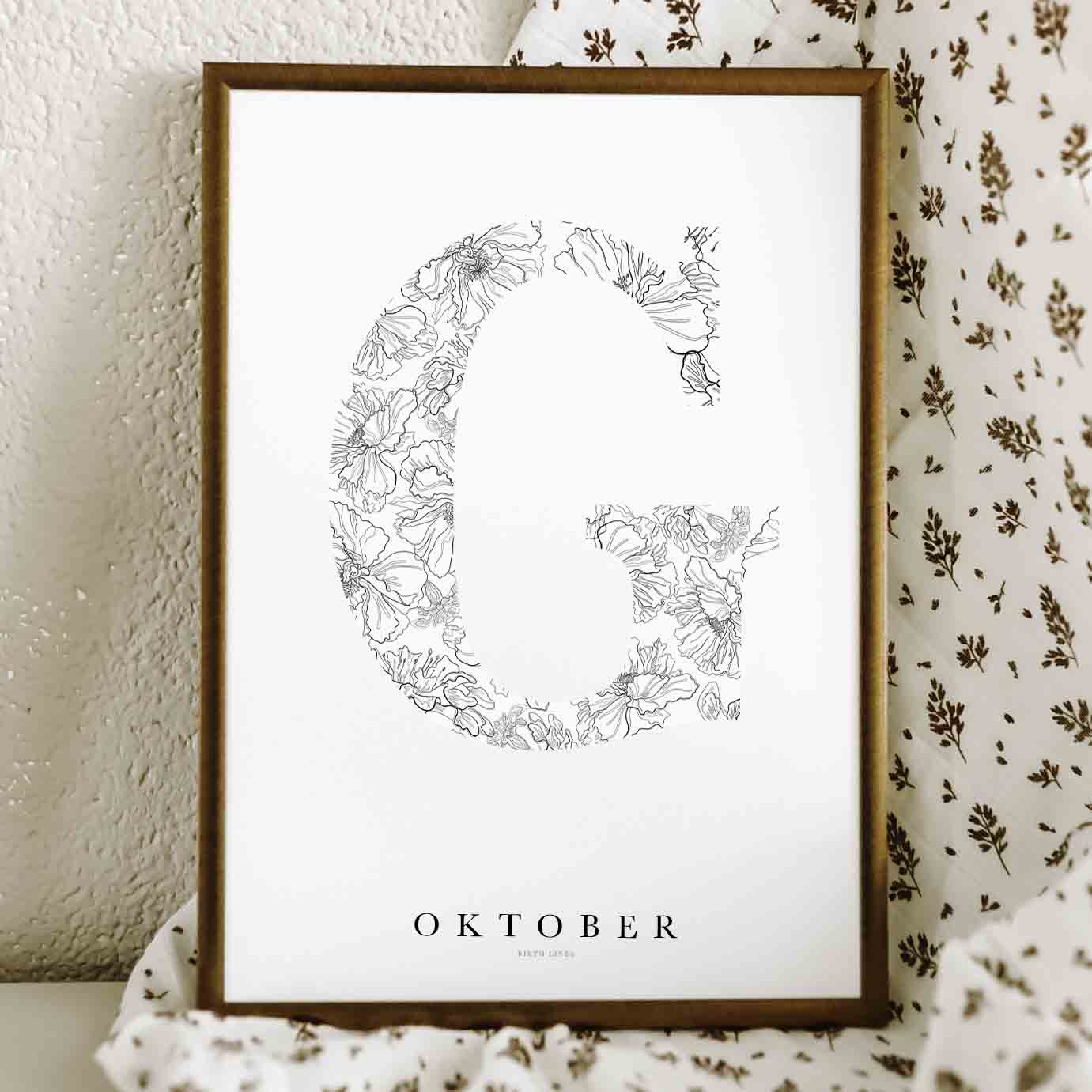 Birth Flower Letter Poster October