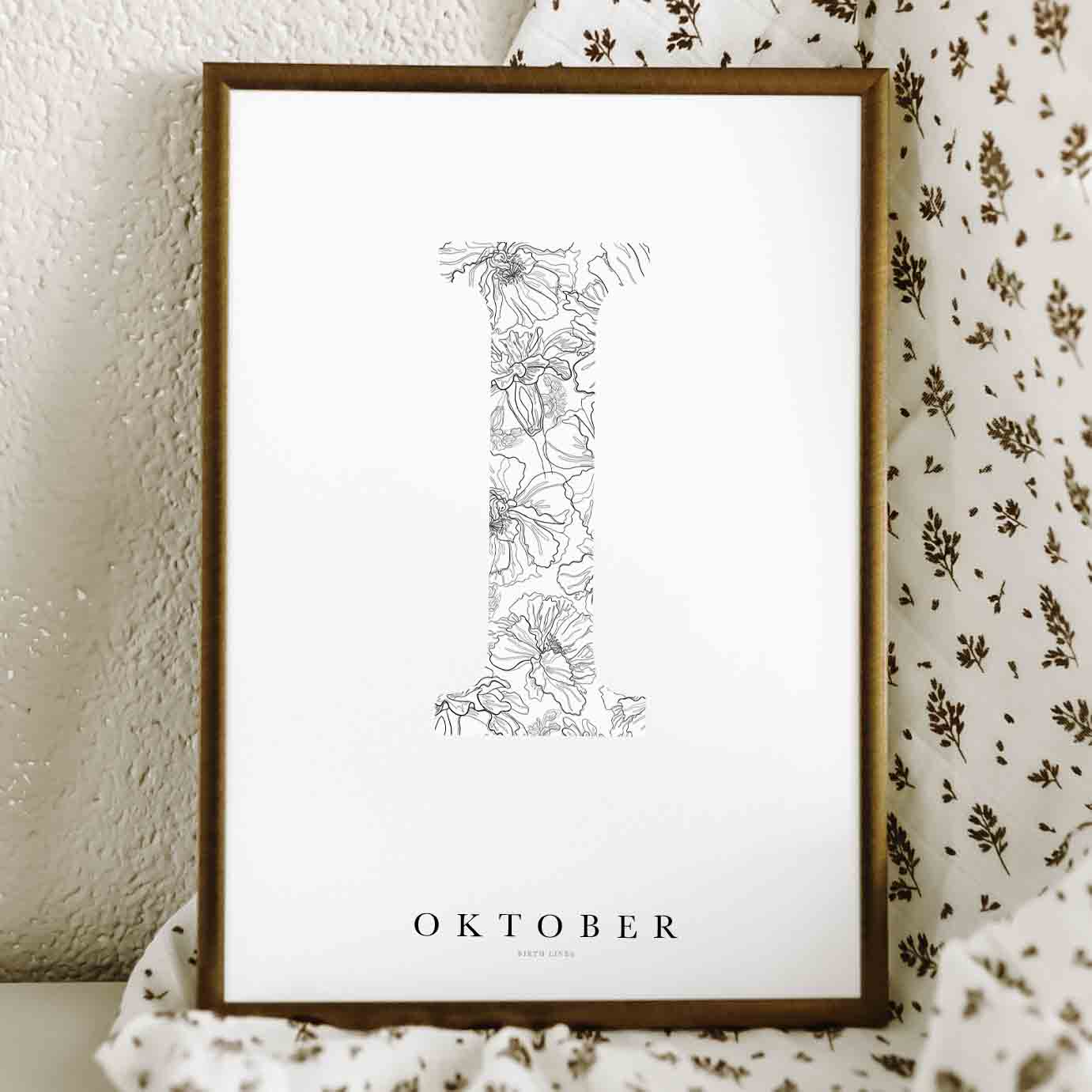 Birth Flower Letter Poster October