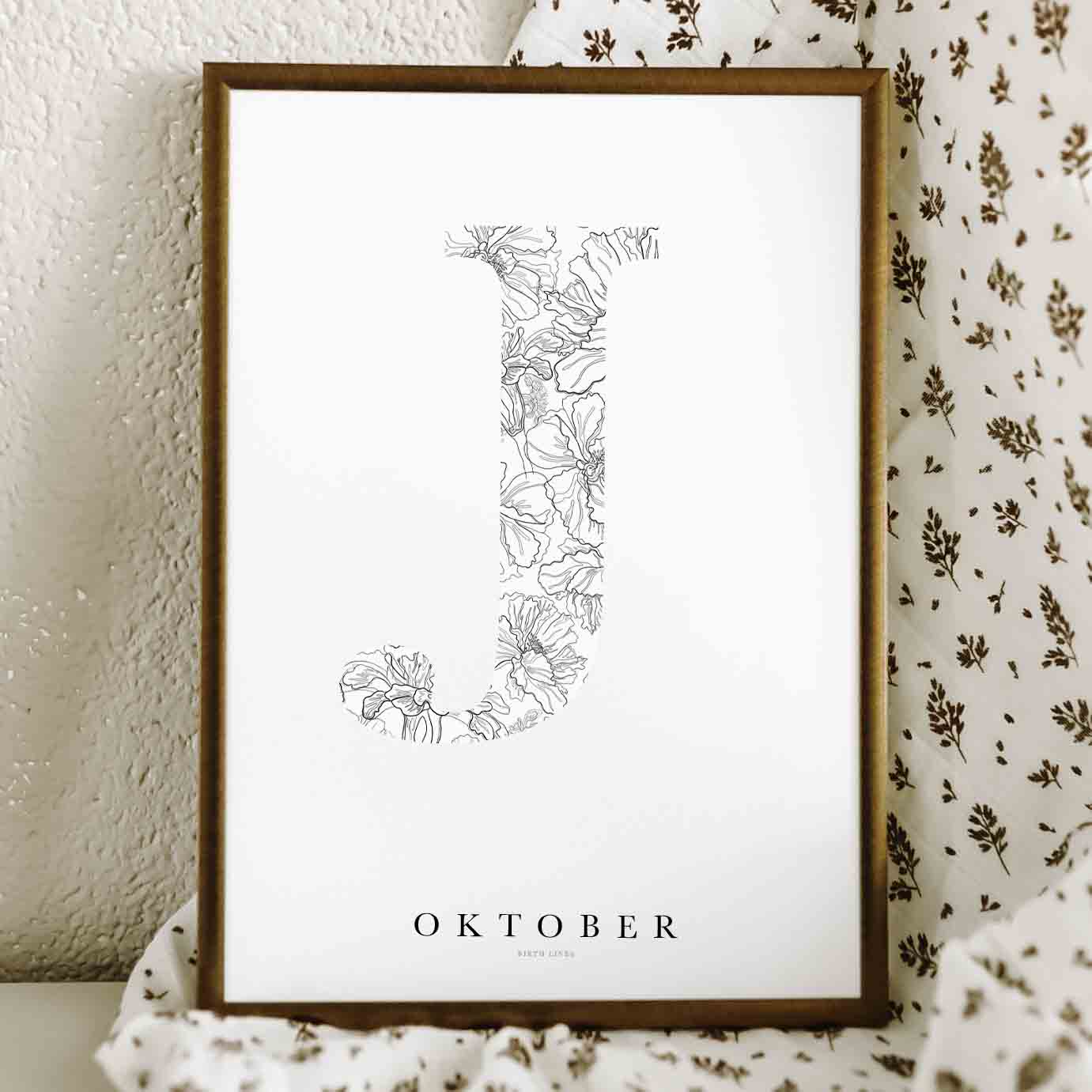 Birth Flower Letter Poster October