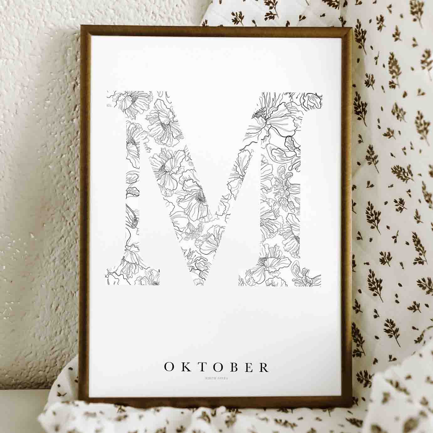 Birth Flower Letter Poster October