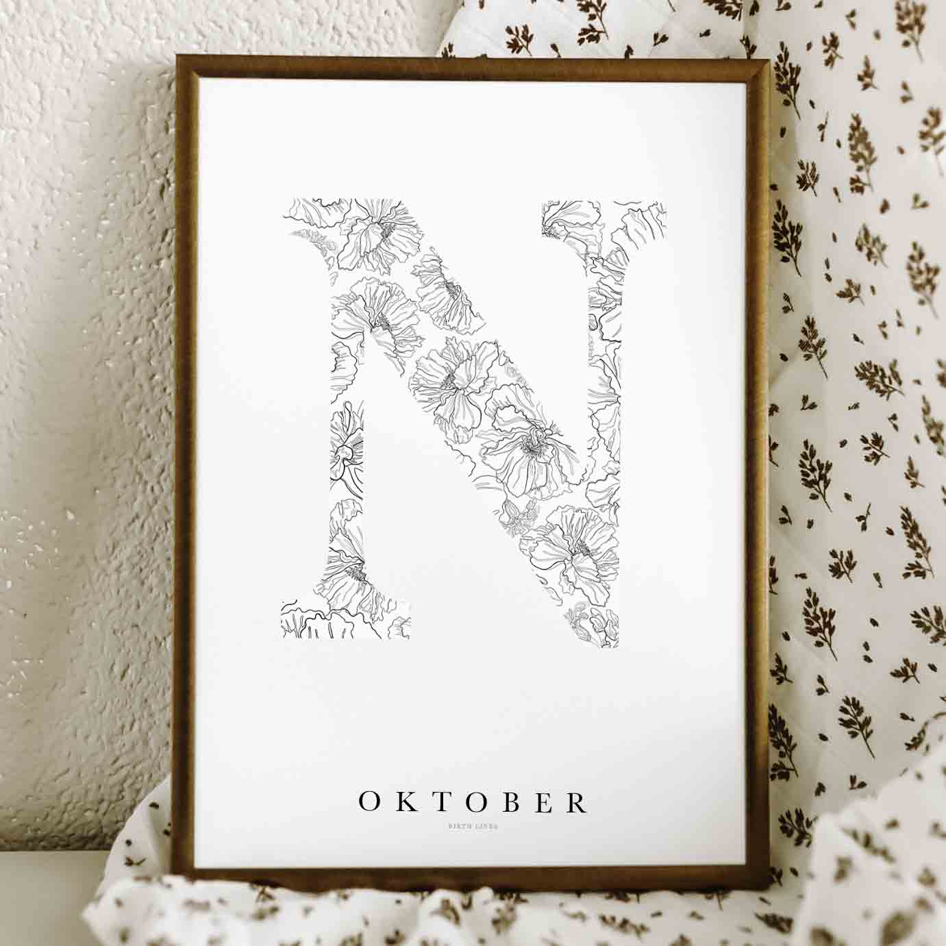 Birth Flower Letter Poster October