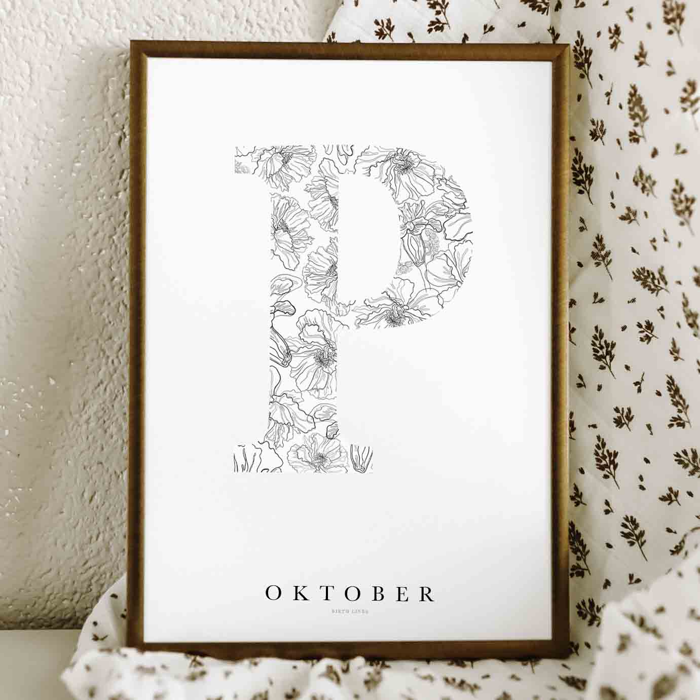 Birth Flower Letter Poster October