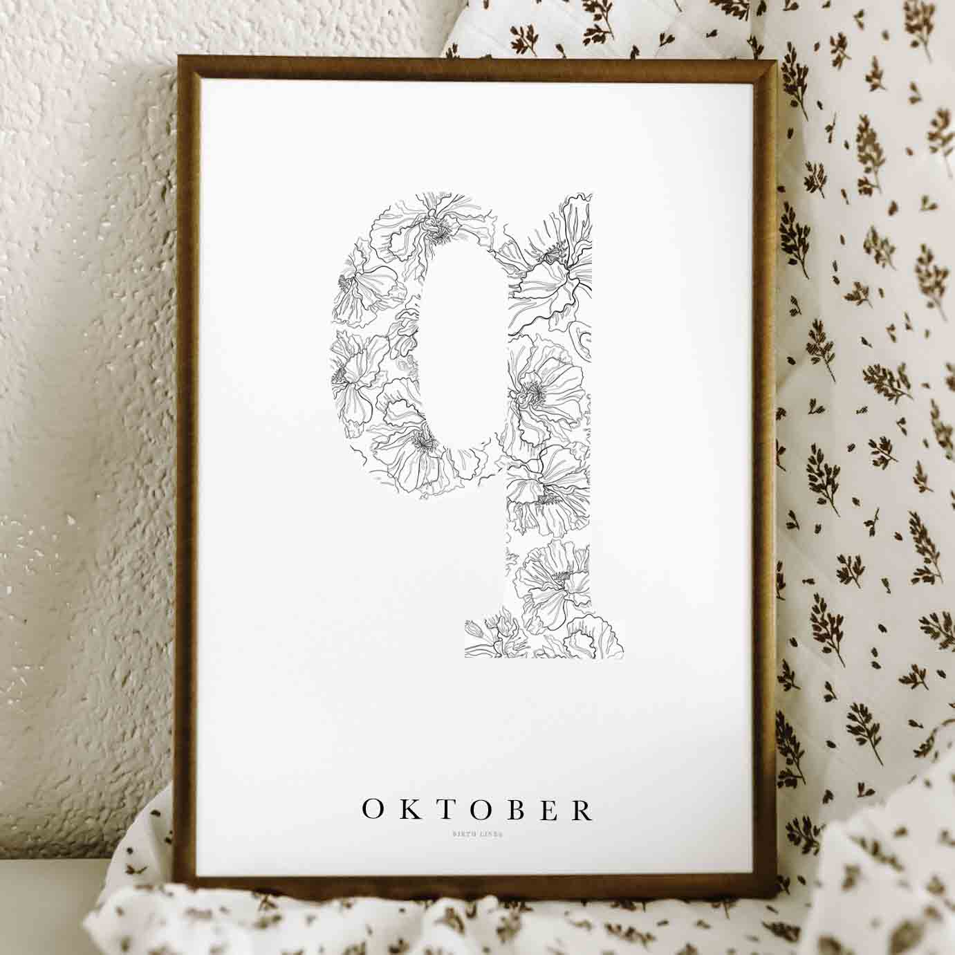 Birth Flower Letter Poster October