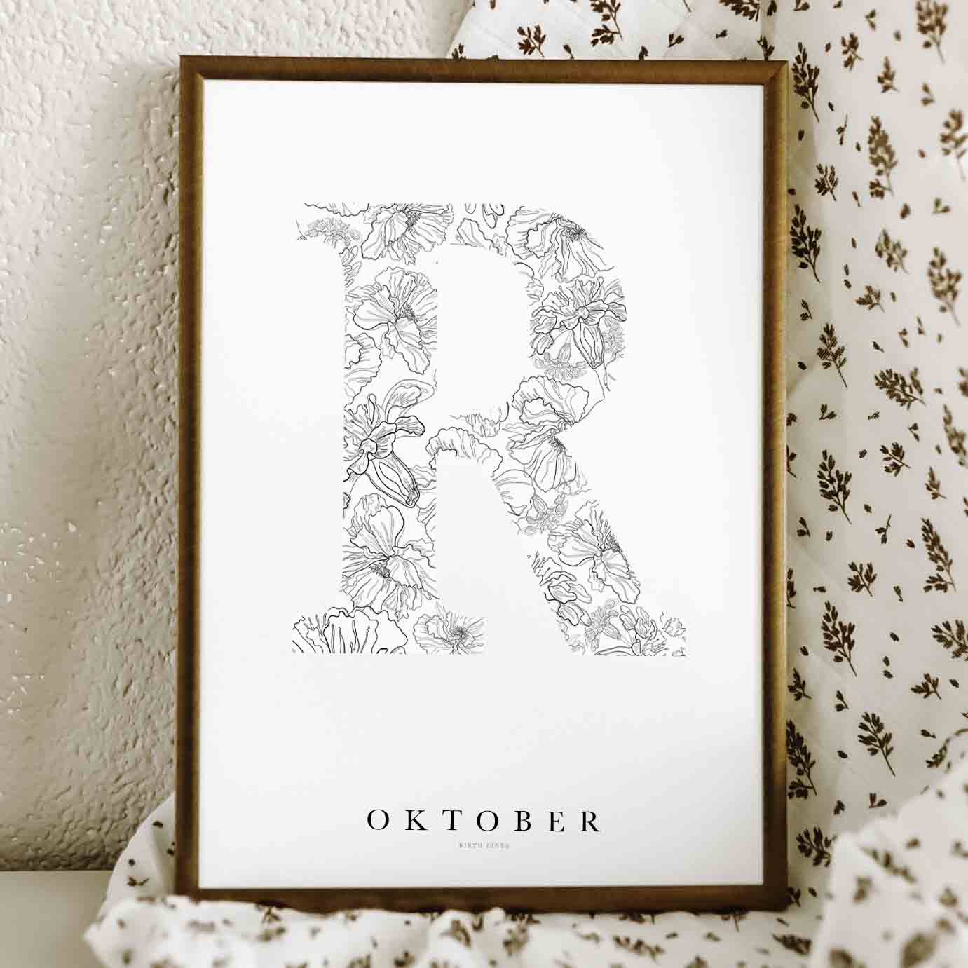 Birth Flower Letter Poster October