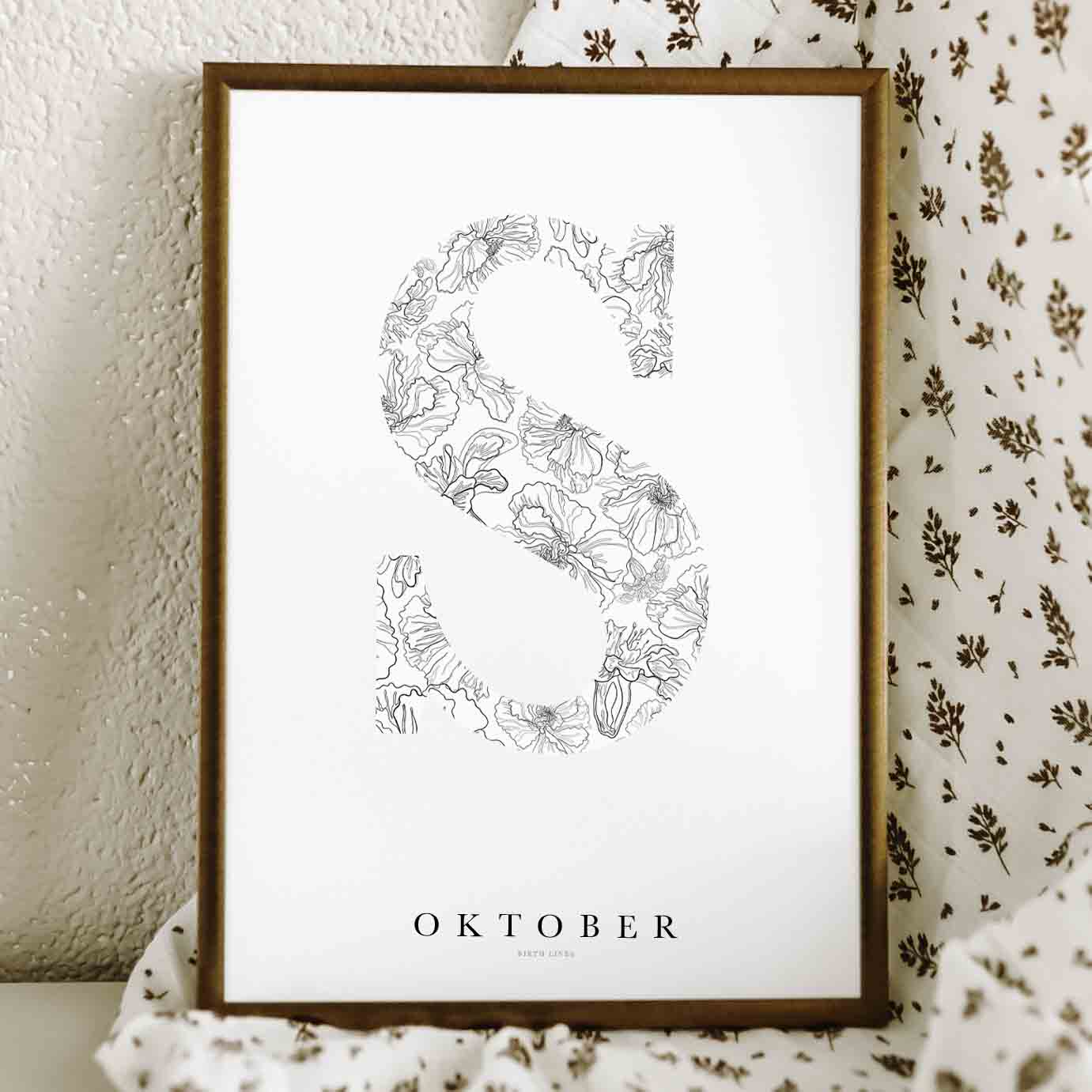 Birth Flower Letter Poster October