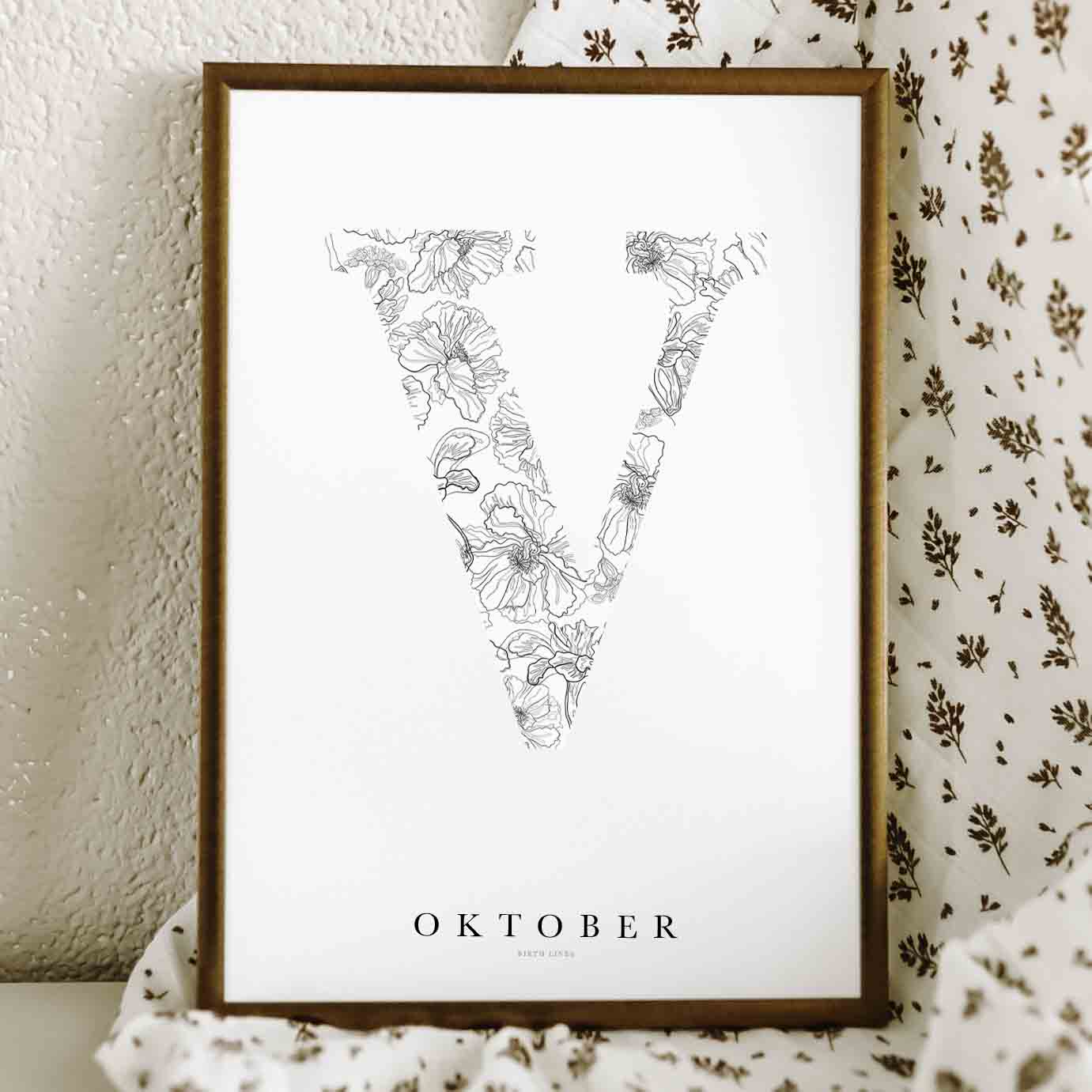 Birth Flower Letter Poster October
