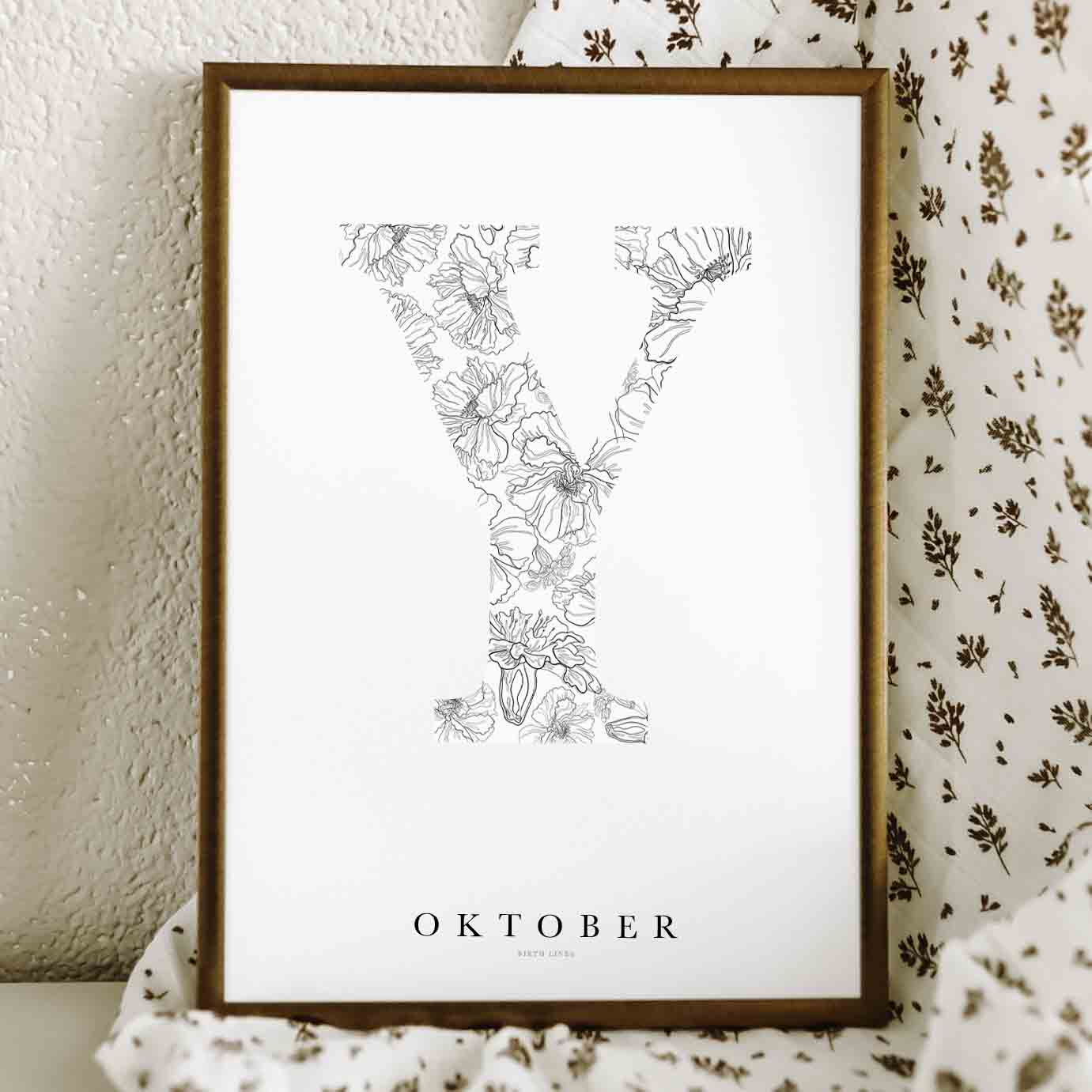 Birth Flower Letter Poster October