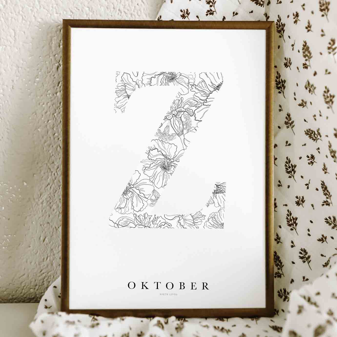 Birth Flower Letter Poster October