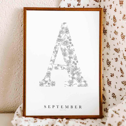 Birth Flower Letter Poster September