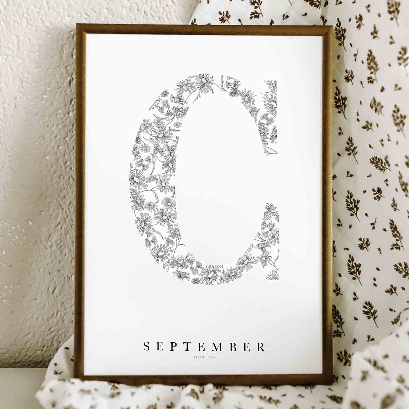 Birth Flower Letter Poster September