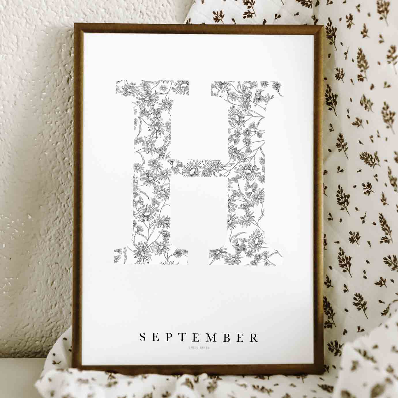 Birth Flower Letter Poster September