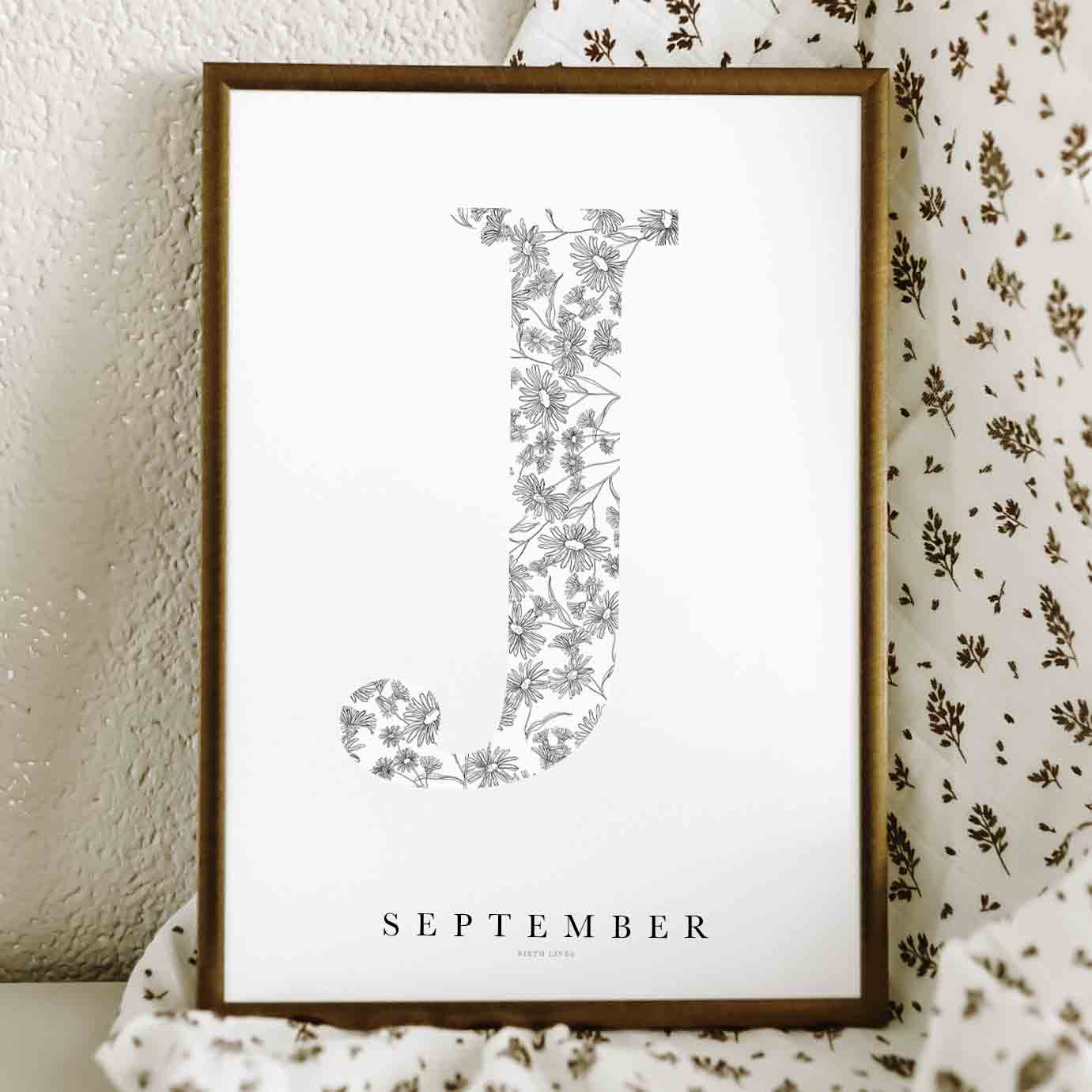 Birth Flower Letter Poster September