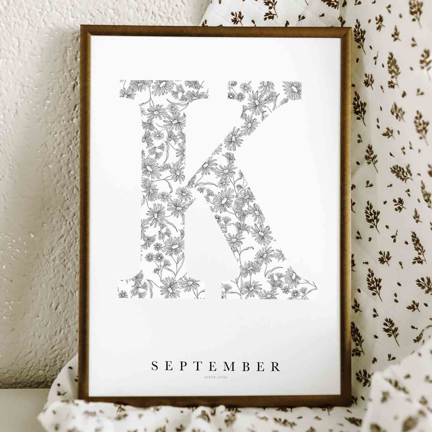 Birth Flower Letter Poster September