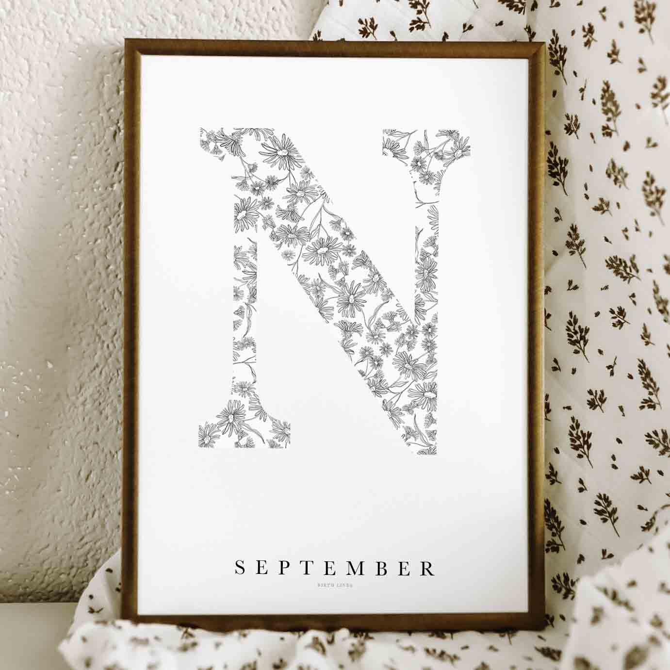 Birth Flower Letter Poster September