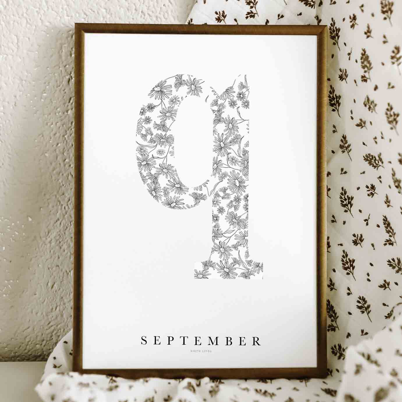 Birth Flower Letter Poster September