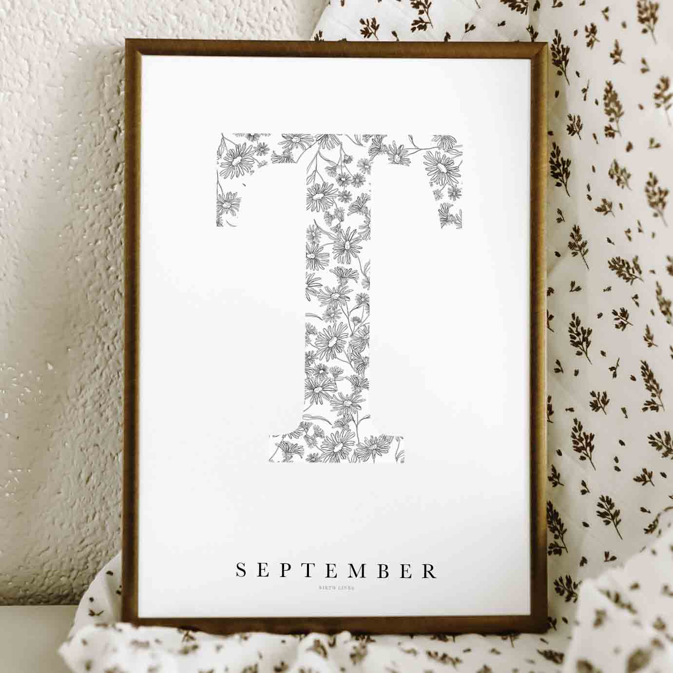 Birth Flower Letter Poster September