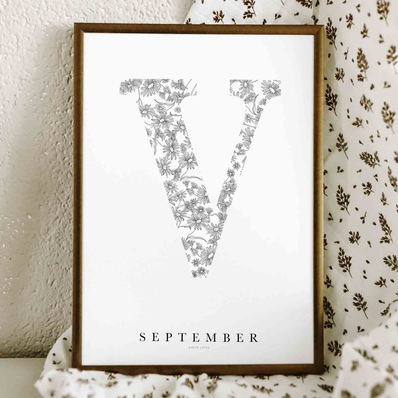 Birth Flower Letter Poster September
