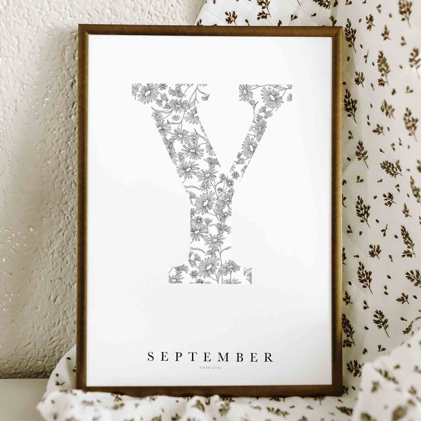 Birth Flower Letter Poster September