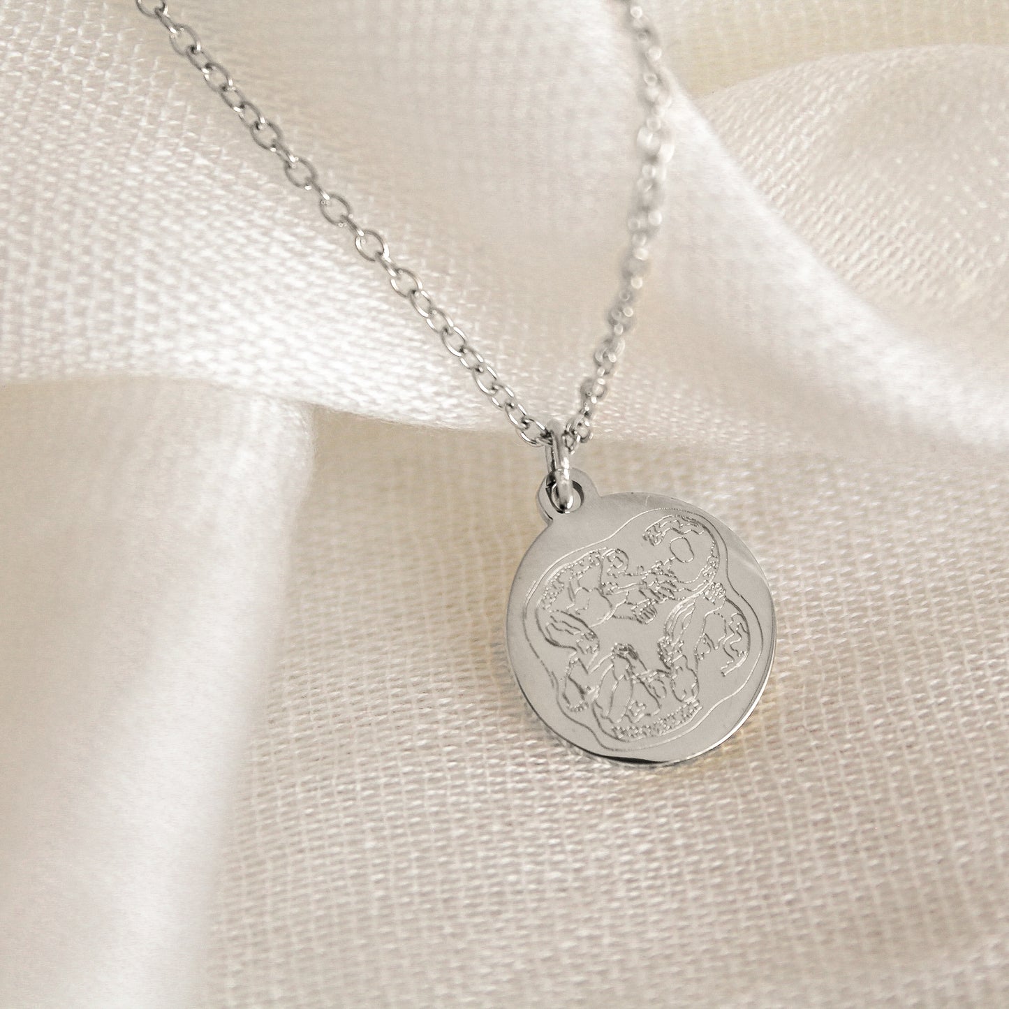 Birth Lines Necklace Coin - Stainless Steel